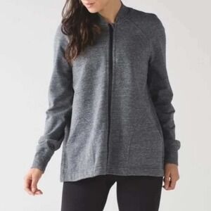Lululemon Pleat to Street Bomber Jacket Womens Size 12 Heathered Gray Full Zip